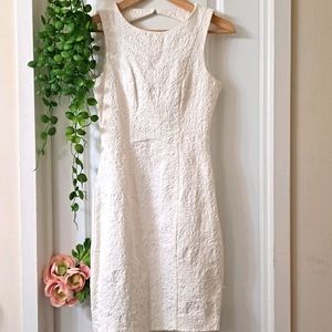 H&M white jacquard dress